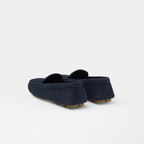 Suede driving loafers – the enameled metal triangle logo completes the shoe with its iconic signature – LUX VERSE Luxury Designer Fashion Outlet