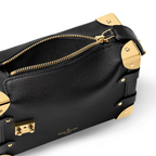 Classic Side Trunk PM – crafted from grained calfskin leather with a gold-color S-lock and corners, the Side – LUX VERSE Luxury Designer Fashion Outlet