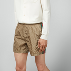 Waterproof nylon swim shorts with GG – gG mignon camel waterproof nylon Elastic waistband Front pockets Please note that – LUX VERSE Luxury Designer Fashion Outlet