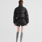 Printed nylon down jacket – here, the geometric design is transformed into a sophisticated yet modernist pattern – LUX VERSE Luxury Designer Fashion Outlet
