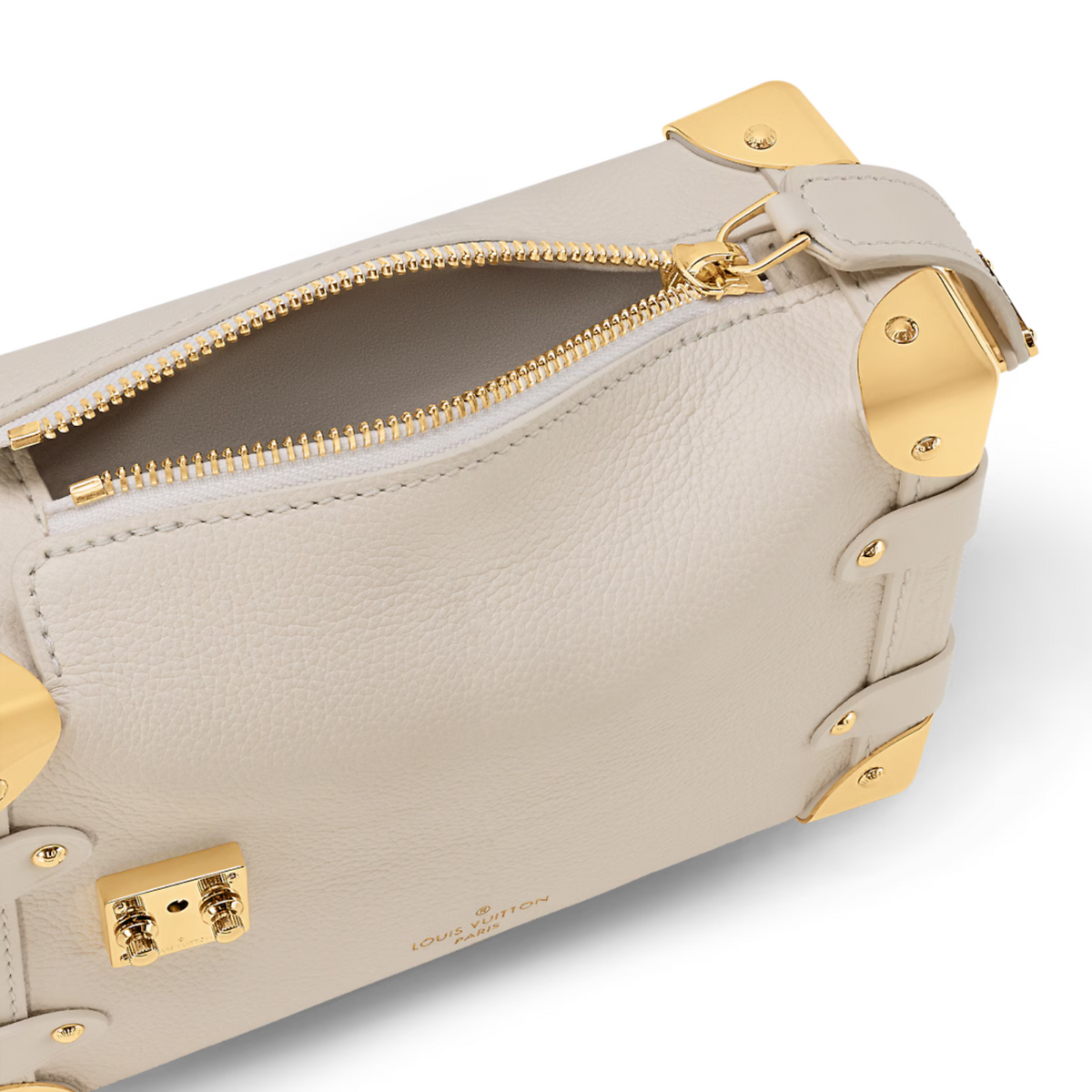 Side Trunk Iconic PM – crafted from grained calfskin leather with a gold-color S-lock and corners, the Side – LUX VERSE Luxury Designer Fashion Outlet