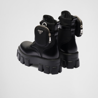 Monolith leather and Re-Nylon boots with pouch - LUX VERSE - Luxury designer fashion outlet