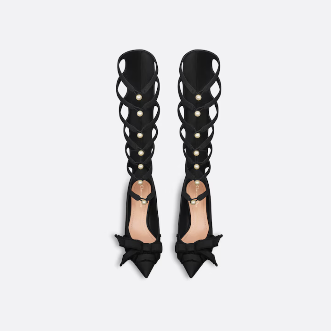 Heeled Boot – the black fringed grosgrain upper features an unstructured bow on the front while – LUX VERSE Luxury Designer Fashion Outlet