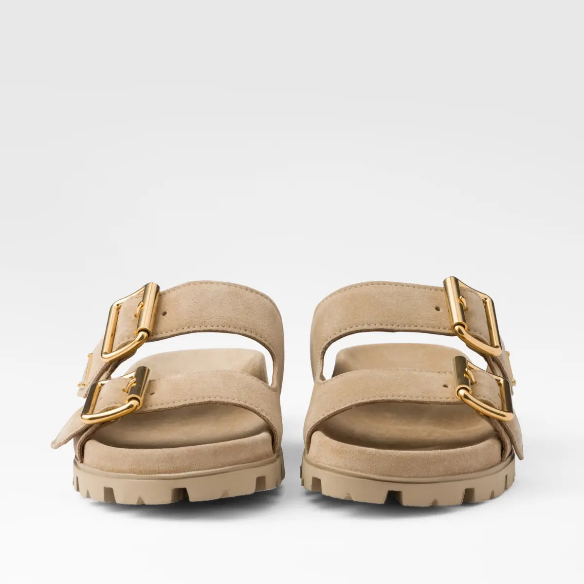 Suede strap slides – this versatile footwear characterized by straps with metal buckles are completed – LUX VERSE Luxury Designer Fashion Outlet