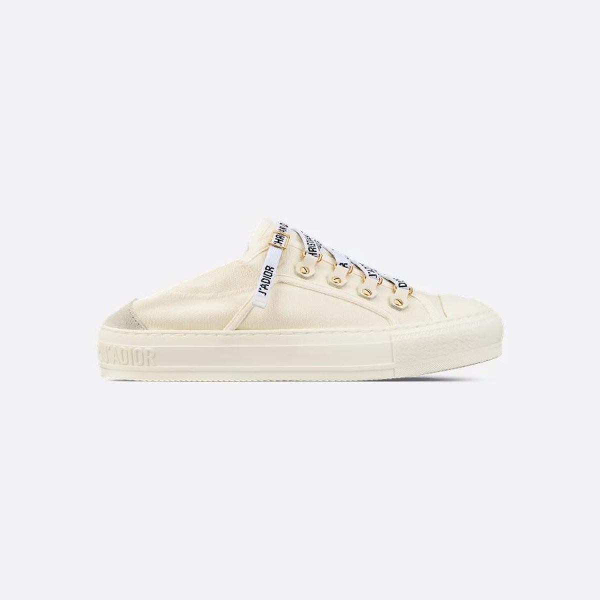Walk'n'Suede Sneaker – crafted in white canvas, it is embellished with a suede calfskin heel that folds – LUX VERSE Luxury Designer Fashion Outlet