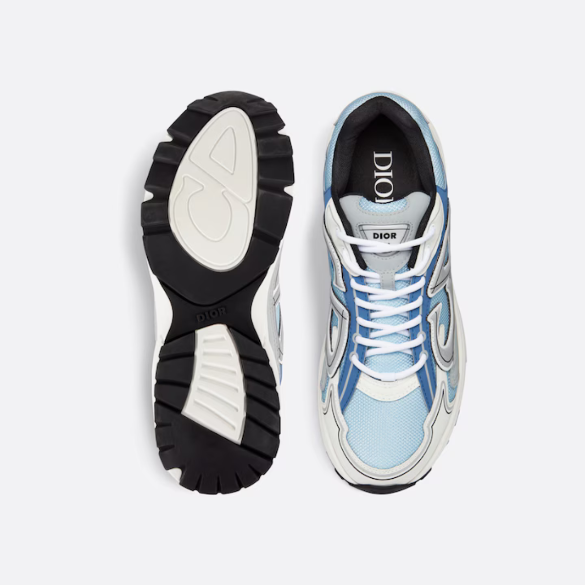 B30 Sneaker – crafted in blue mesh and gray, white and black technical fabric, it is enhanced by – LUX VERSE Luxury Designer Fashion Outlet