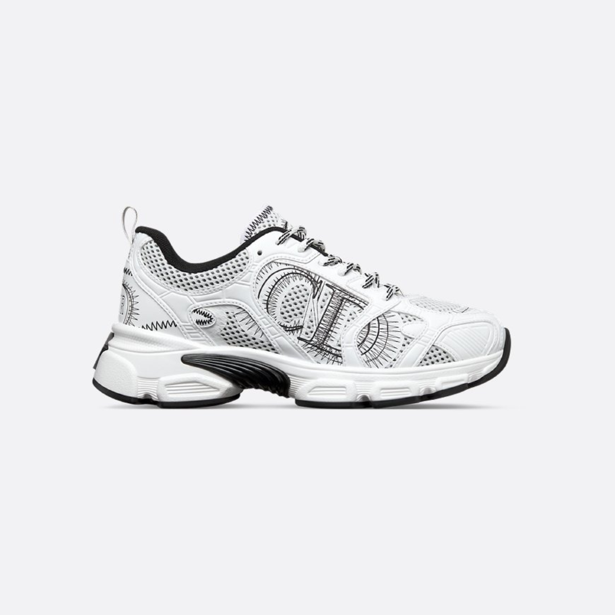 Chrono Sneaker Leather – pairing mesh with white and black leather-effect panels, it is accented by hallmark – LUX VERSE Luxury Designer Fashion Outlet