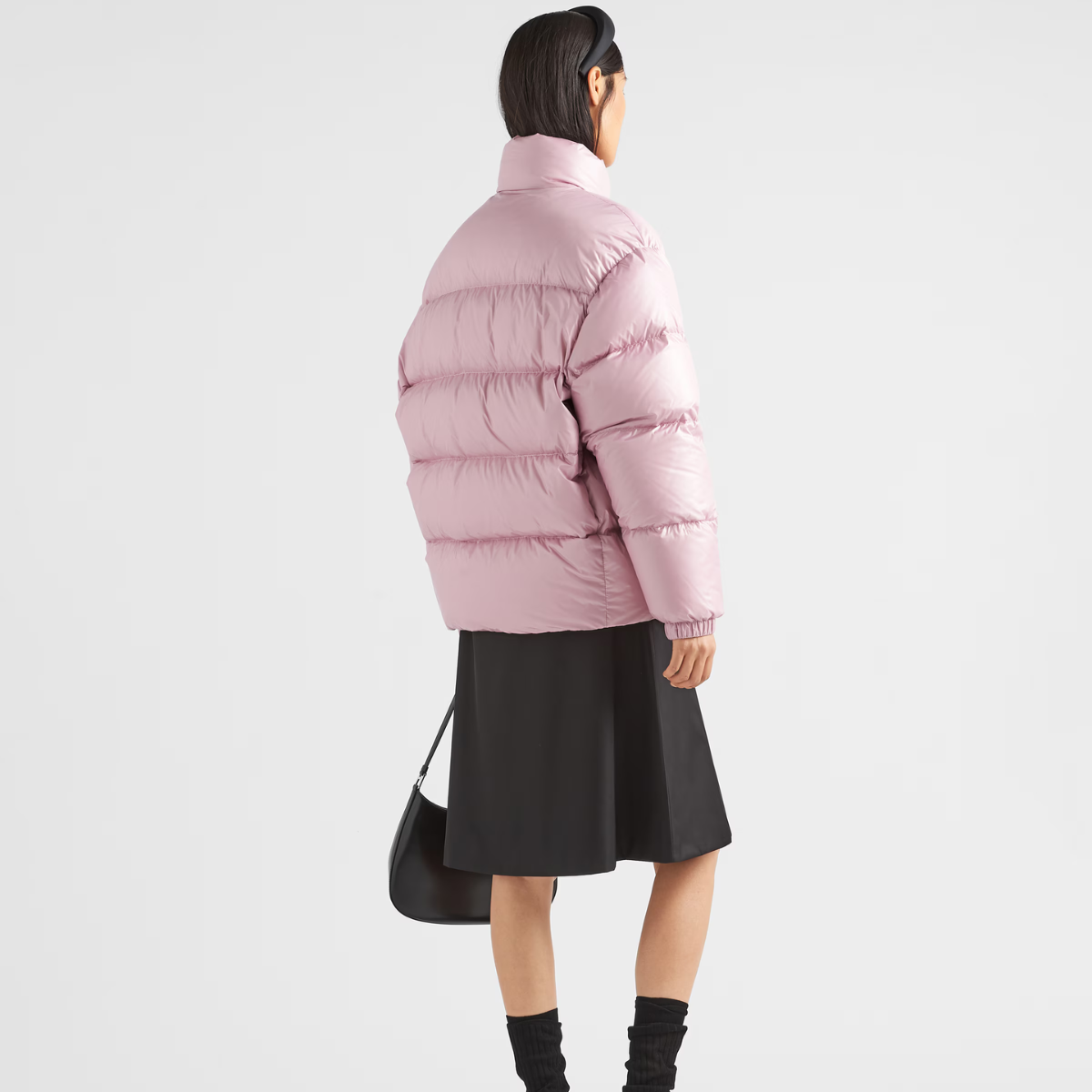 Re-Nylon hooded goose down jacket – padded with goose down, the garment is decorated with the printed logo on the front – LUX VERSE Luxury Designer Fashion Outlet