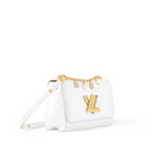 Twist MM Grained Leather – it features an elegant thin chain with enamel Monogram Flower charms and is lined – LUX VERSE Luxury Designer Fashion Outlet