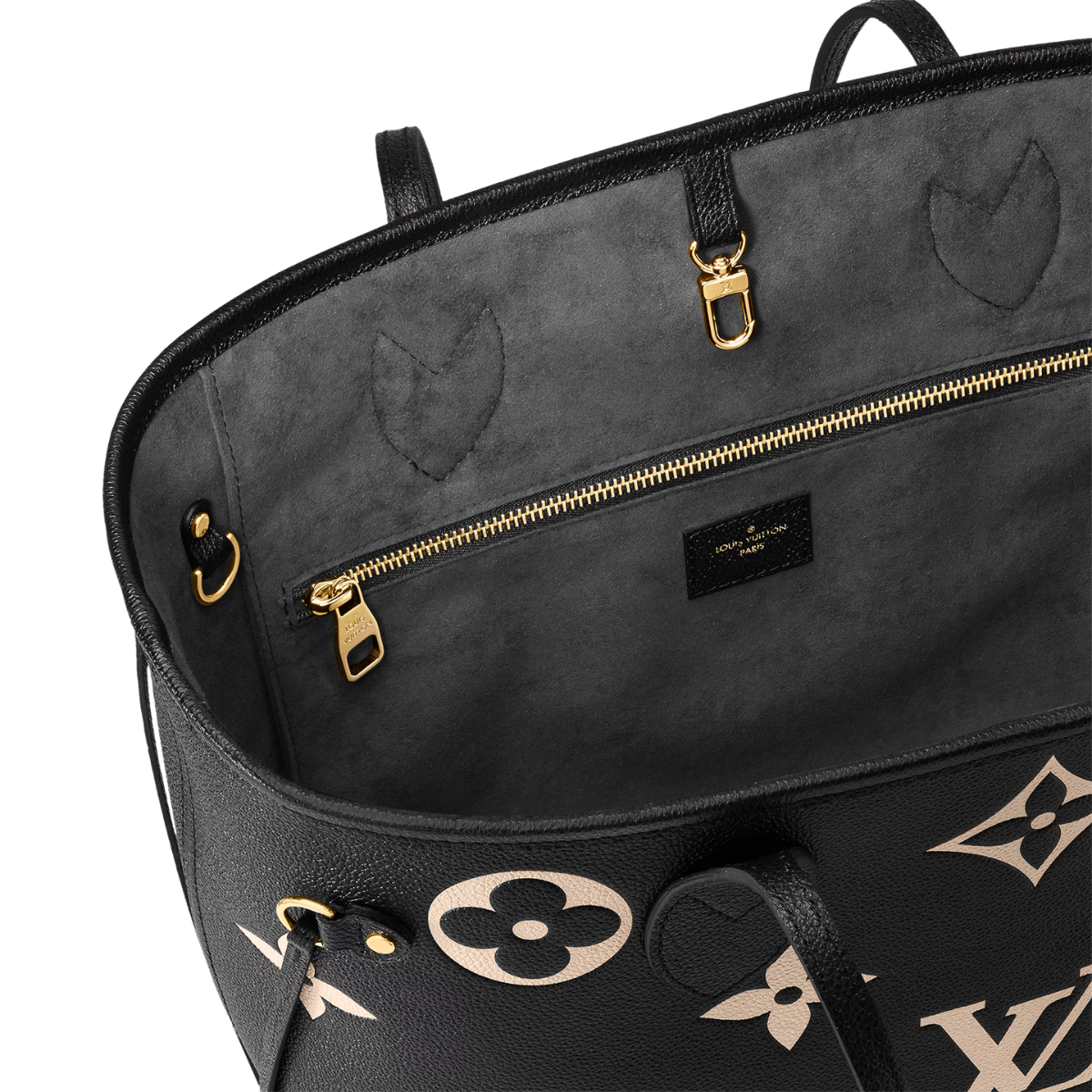 Neverfull MM Black – cinch the side laces and this tote transforms into an elegant city bag – LUX VERSE Luxury Designer Fashion Outlet