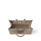 Onthego MM Beige – thanks to the square shape, it boasts a generous capacity and can easily fit a laptop – LUX VERSE Luxury Designer Fashion Outlet