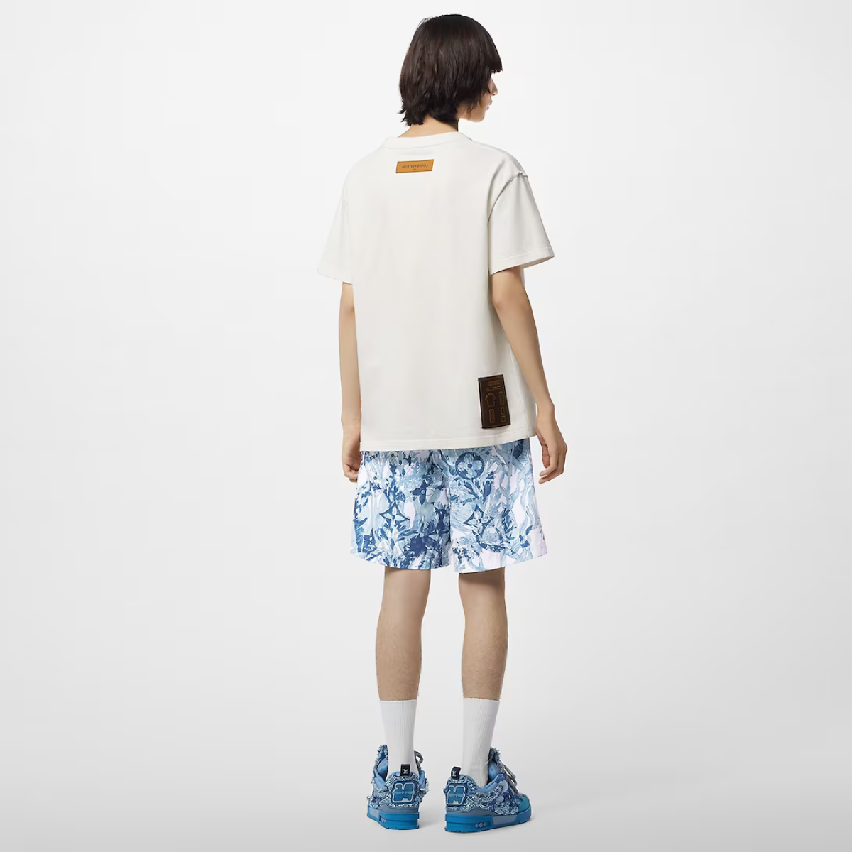 Printed Nylon Swim Shorts Dark Denim – these fresh swim shorts are ready for a plunge in the ocean with their graphic – LUX VERSE Luxury Designer Fashion Outlet