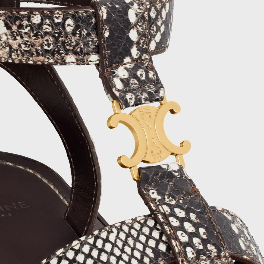 CLEA TRIOMPHE GLADIATOR SANDAL in Python Stamped Goatskin – pIECE EMBOSSED ON THE EXTERNAL SIDE OF THE OUTSOLEDEBOSSED UNDER THE OUTSOLEADJUSTABLE – LUX VERSE Luxury Designer Fashion Outlet