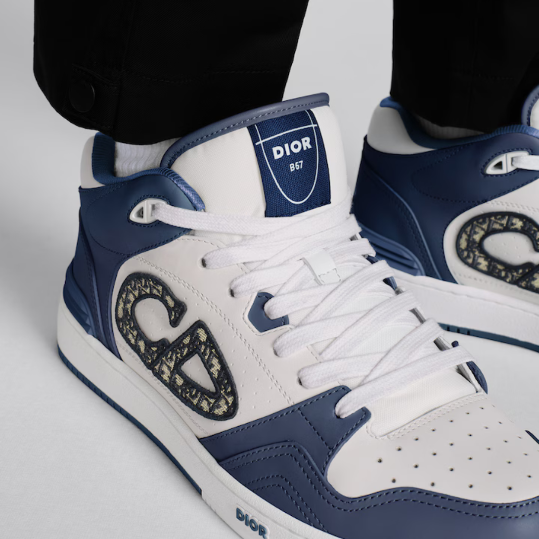 B57 Mid-Top Sneaker – crafted in smooth calfskin, the style is adorned with Oblique jacquard CD signature – LUX VERSE Luxury Designer Fashion Outlet