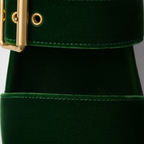 Velvet slides – upper with metal buckle Enameled metal triangle logo Rubber sole, 10 mm – LUX VERSE Luxury Designer Fashion Outlet