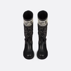 D-Major Boot – joining embroidered cotton featuring a Cannage motif with black calfskin, the style – LUX VERSE Luxury Designer Fashion Outlet