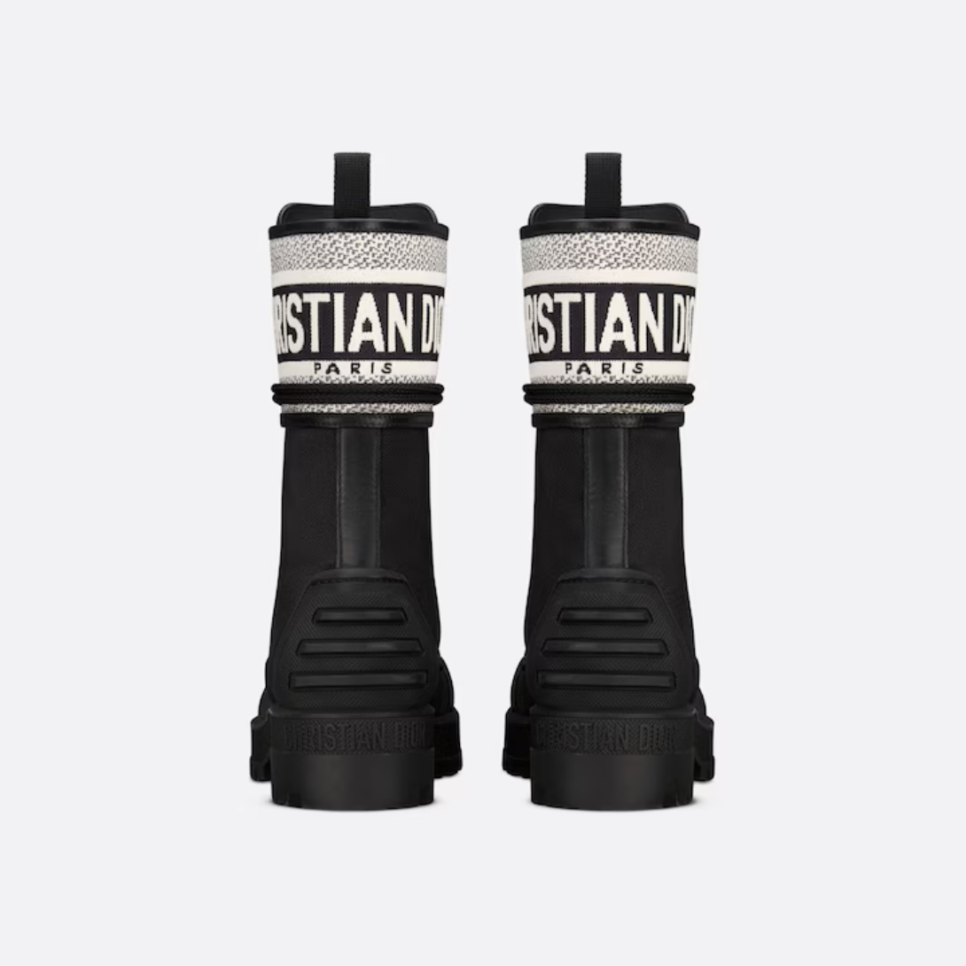 D-Major Ankle Christian Boot – the black technical fabric and calfskin laced style is embellished with a Christian – LUX VERSE Luxury Designer Fashion Outlet