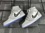 White Leather Print High-Top - Men's