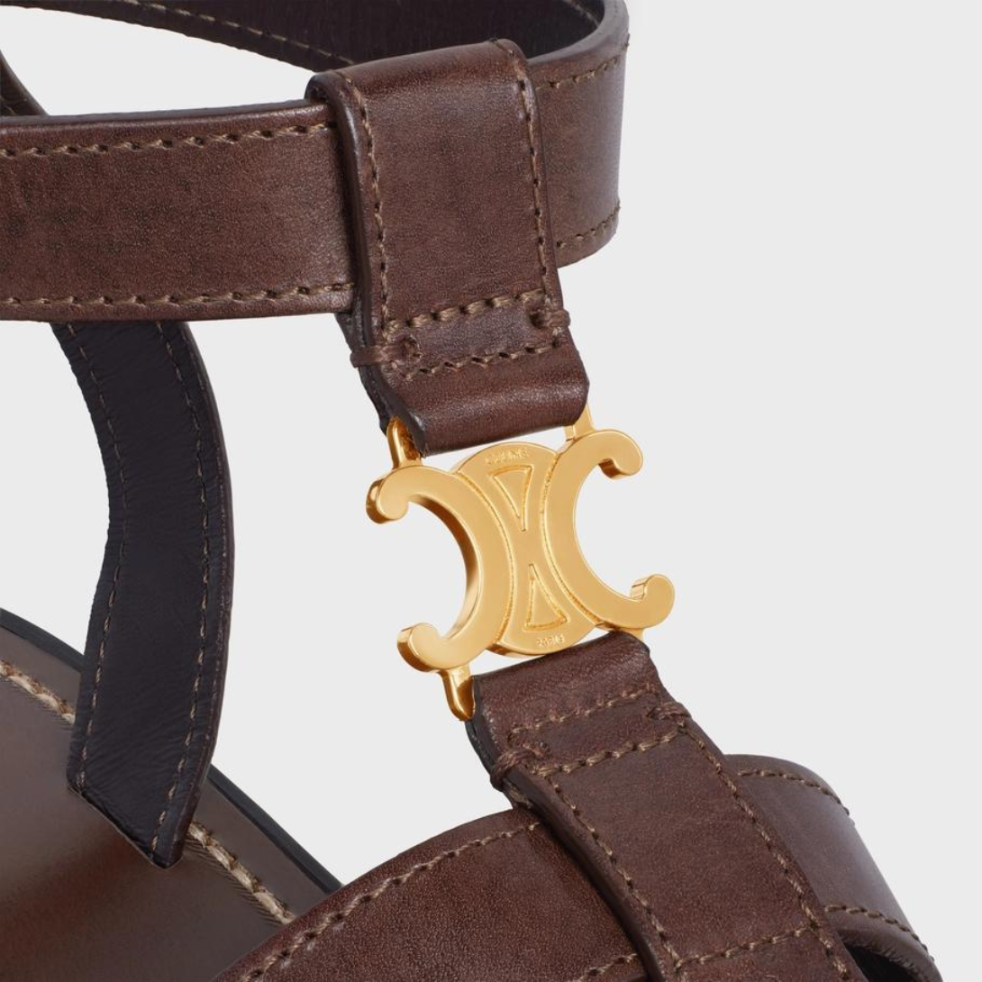 CLEA TRIOMPHE GLADIATOR SANDAL in CALFSKIN - VEGETAL TANNING – heelTRIOMPHE METAL PIECEEMBOSSED ON THE EXTERNAL SIDE OF THE OUTSOLEDEBOSSED – LUX VERSE Luxury Designer Fashion Outlet