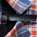 Blaues Flanell-Langarmshirt mit Print auf den Ärmeln – Herren