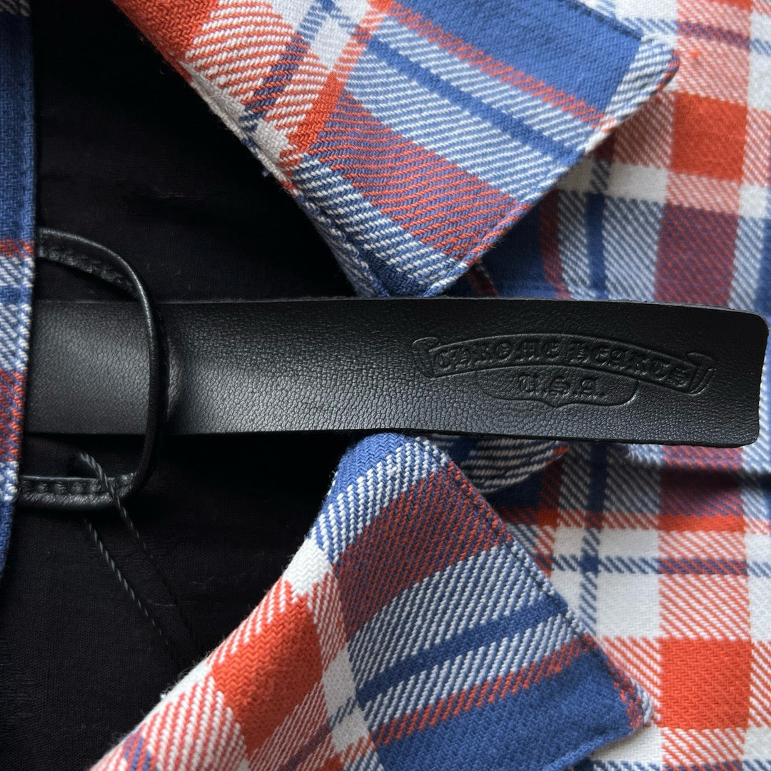 Blaues Flanell-Langarmshirt mit Print auf den Ärmeln – Herren
