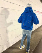 Blauer Baumwoll-Pullover mit Grafikdruck – Herren