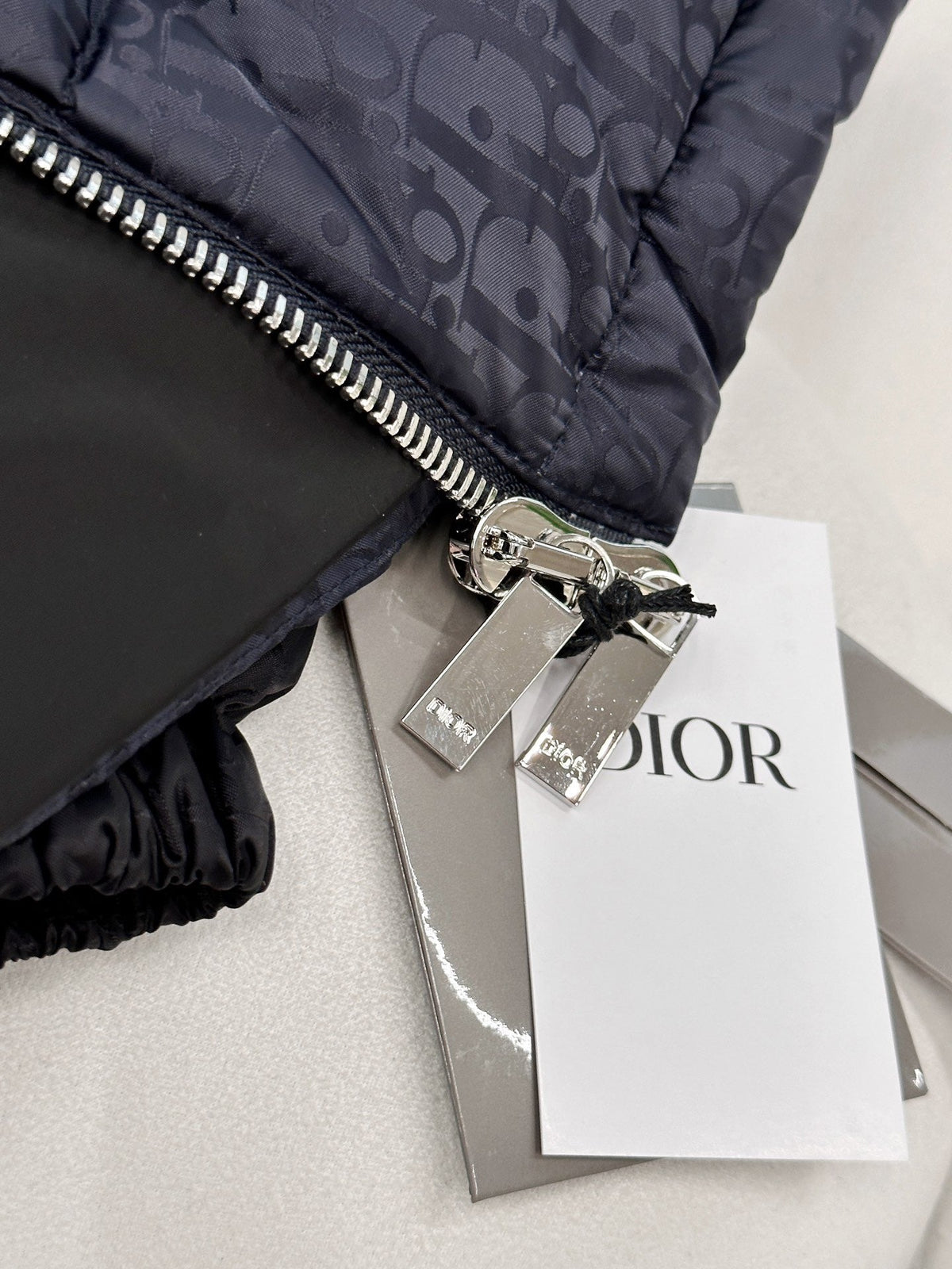 Navy Blue and Black Puffer Jacket - Men's