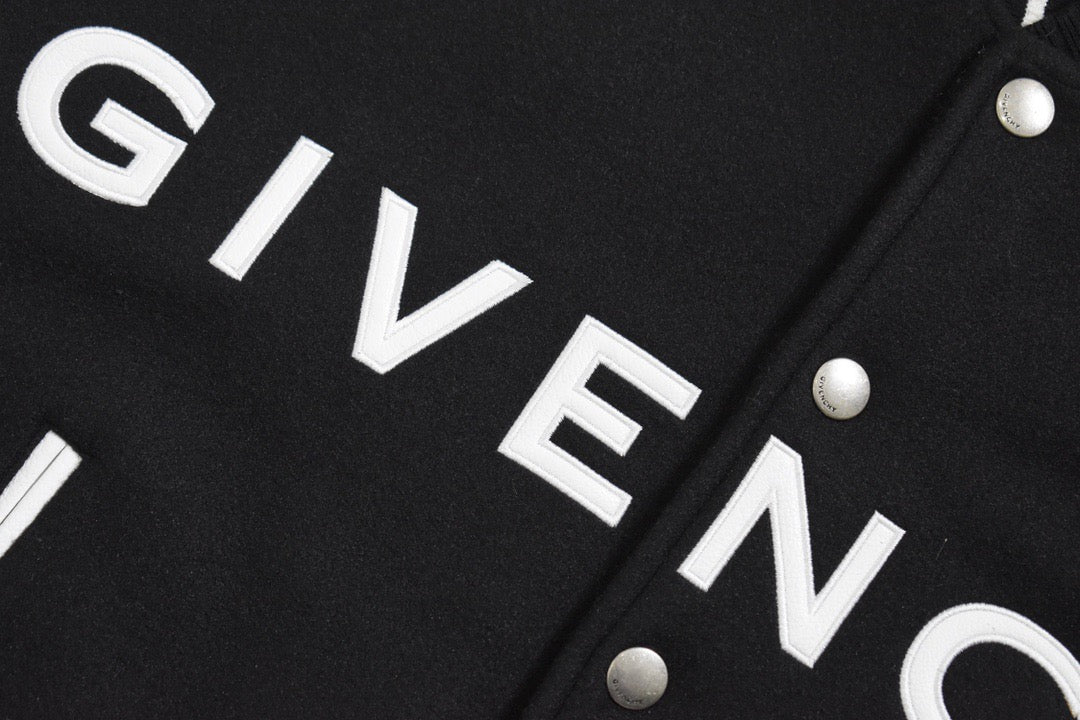 Black Wool Text Logo Varsity - Men's