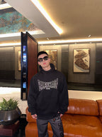 Schwarzer Baumwollpullover mit Logoprint – Herren