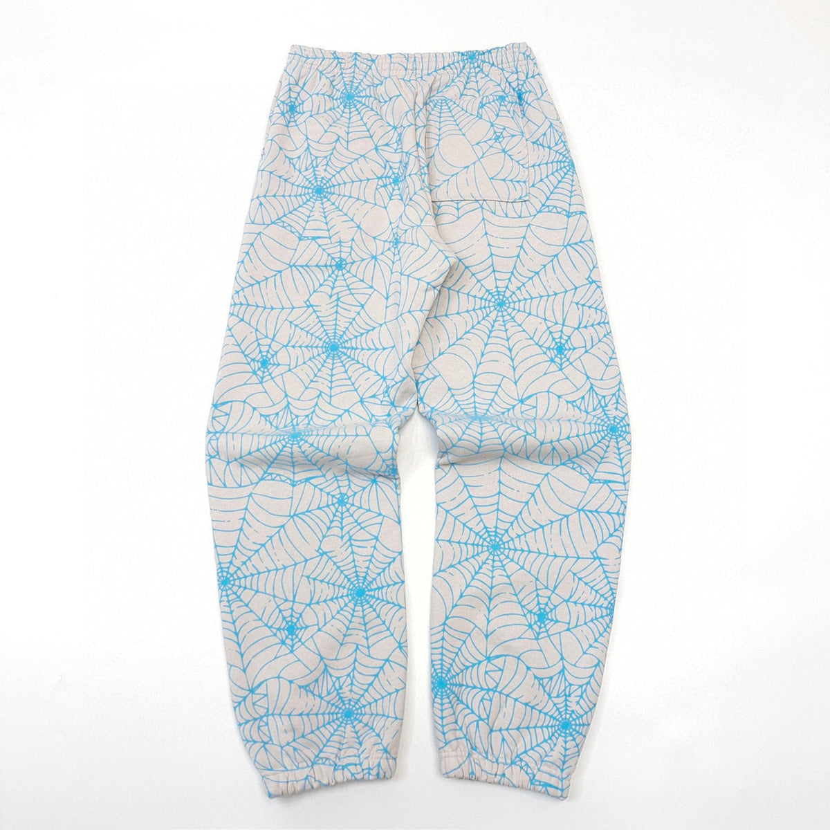 White Cotton Web Print Joggers - Men's