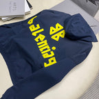 Marineblauer Baumwoll-Pullover mit Text-Logo – Herren