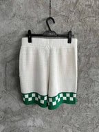 Cream Knit Check Hem Drawstring - Men's