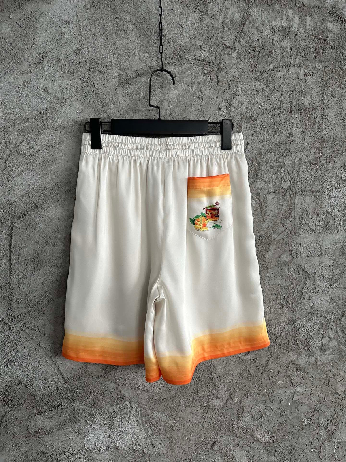 Cream Cotton Gradient Hem Drawstring - Men's