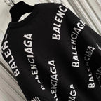 Schwarzes Jacquard-Rundhals-Sweatshirt mit Text-Print – Herren