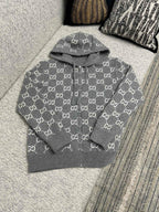 Grauer Strick-Monogramm-Troyer - Herren