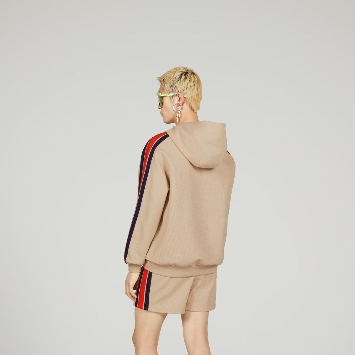 Jersey Hooded Sweatshirt – reminiscent of emblems from the ’80s, the blue and red Interlocking G embroidered – LUX VERSE Luxury Designer Fashion Outlet