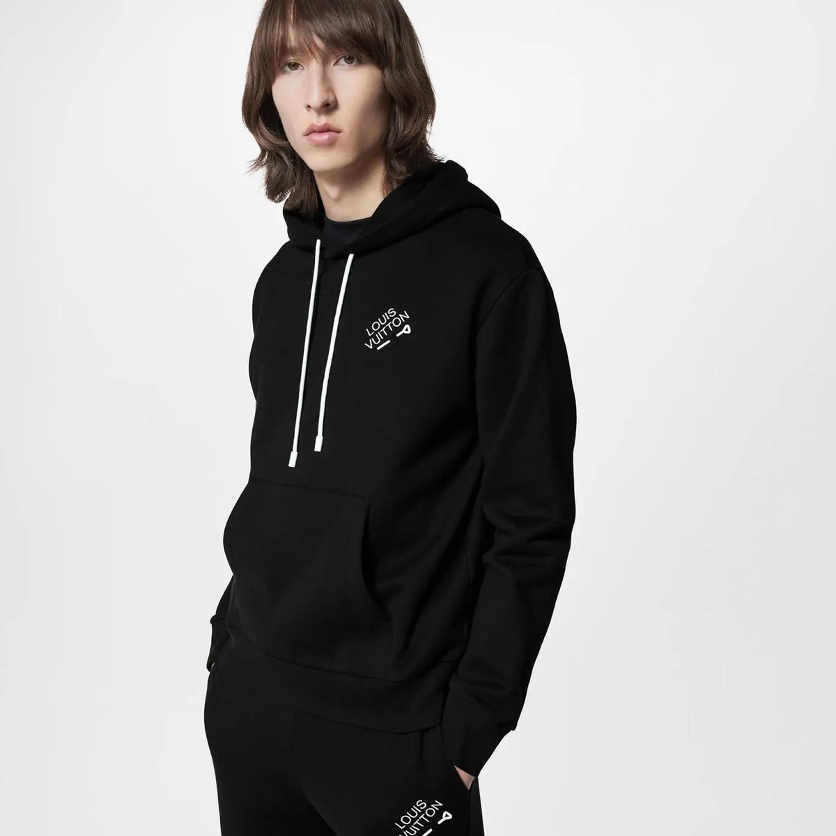 Signature Hoodie With Embroidery – it features one of this season’s iconic colors, set off by contrasting white cords – LUX VERSE Luxury Designer Fashion Outlet