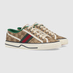 Women's Tennis sneaker – beige/ebony Original GG canvas White contrast details Green and red Web Green – LUX VERSE Luxury Designer Fashion Outlet