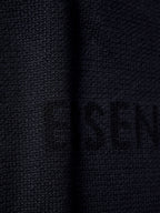 Cremefarbener Wollpullover mit Textlogo, Rundhalsausschnitt – Herren