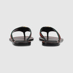 Women's sandal with Web – green and red nylon Web with black leather trim Gold- and silver-toned hardware – LUX VERSE Luxury Designer Fashion Outlet