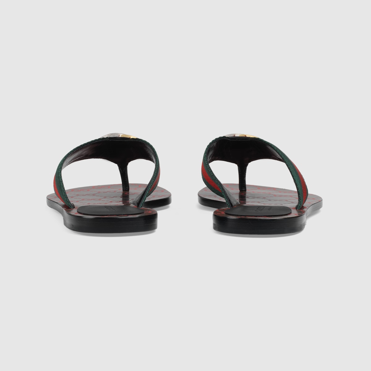 Women's sandal with Web – green and red nylon Web with black leather trim Gold- and silver-toned hardware – LUX VERSE Luxury Designer Fashion Outlet