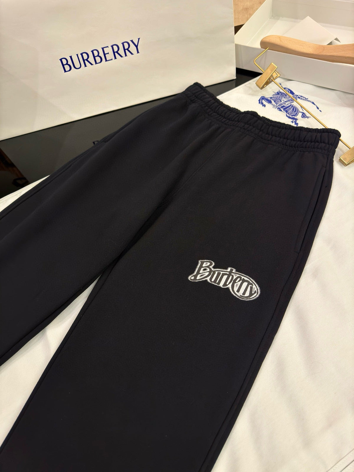 Black Cotton Logo Joggers - Men's