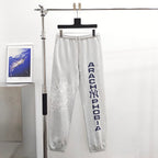 Grey Cotton Vertical Text Joggers - Men's