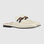 Women's Princetown denim slipper – here, crafted from white leather, the shoe combines two emblematic symbols from – LUX VERSE Luxury Designer Fashion Outlet