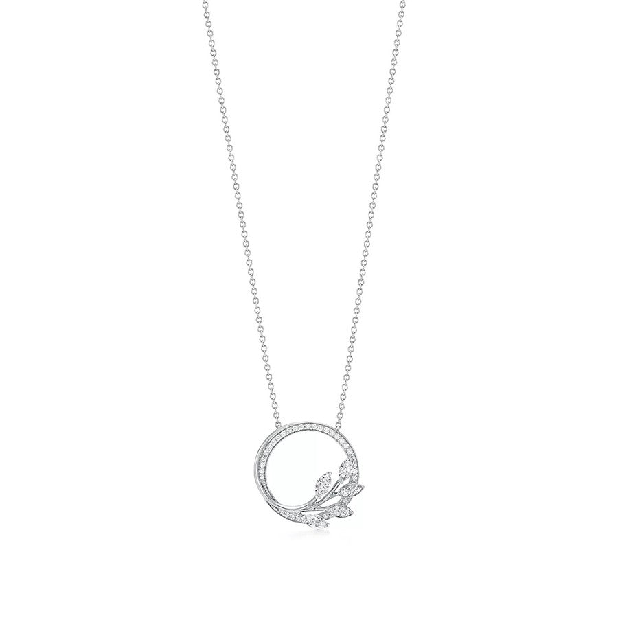 Diamond Vine Circle Pendant Platinum Necklace – LUX VERSE Luxury Designer Fashion Outlet
