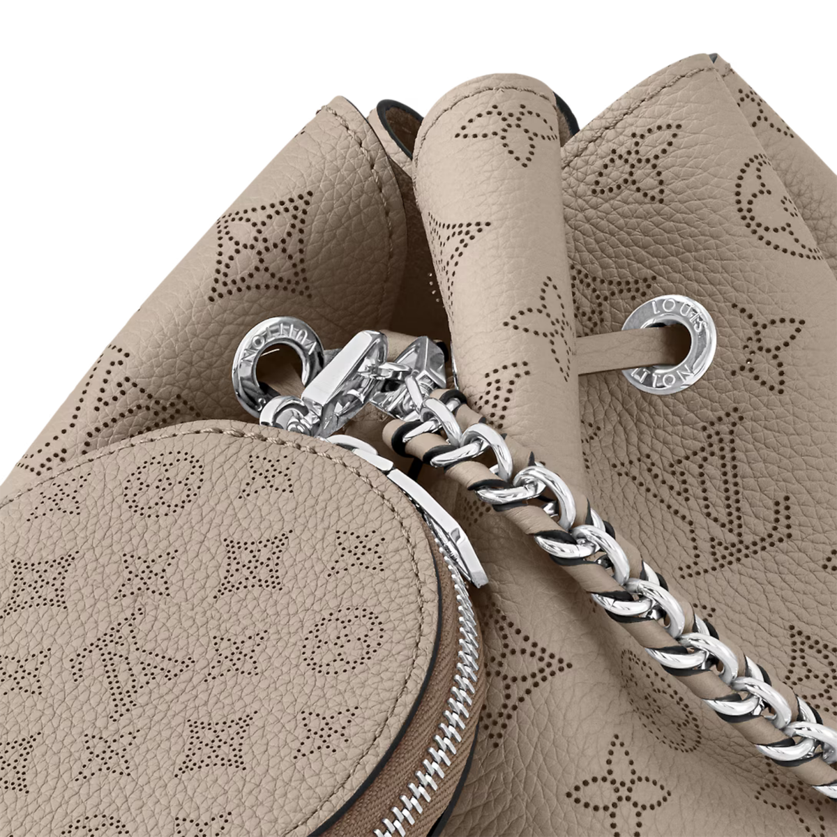 Bella Bucket Bag – the bag’s small size and the attached round coin purse, featuring a miniature – LUX VERSE Luxury Designer Fashion Outlet