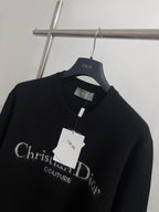Rundhals-Pullover aus schwarzer Wolle mit Textlogo – Herren