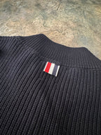 4-Bar Knit Zip Grey Sweater - Men's