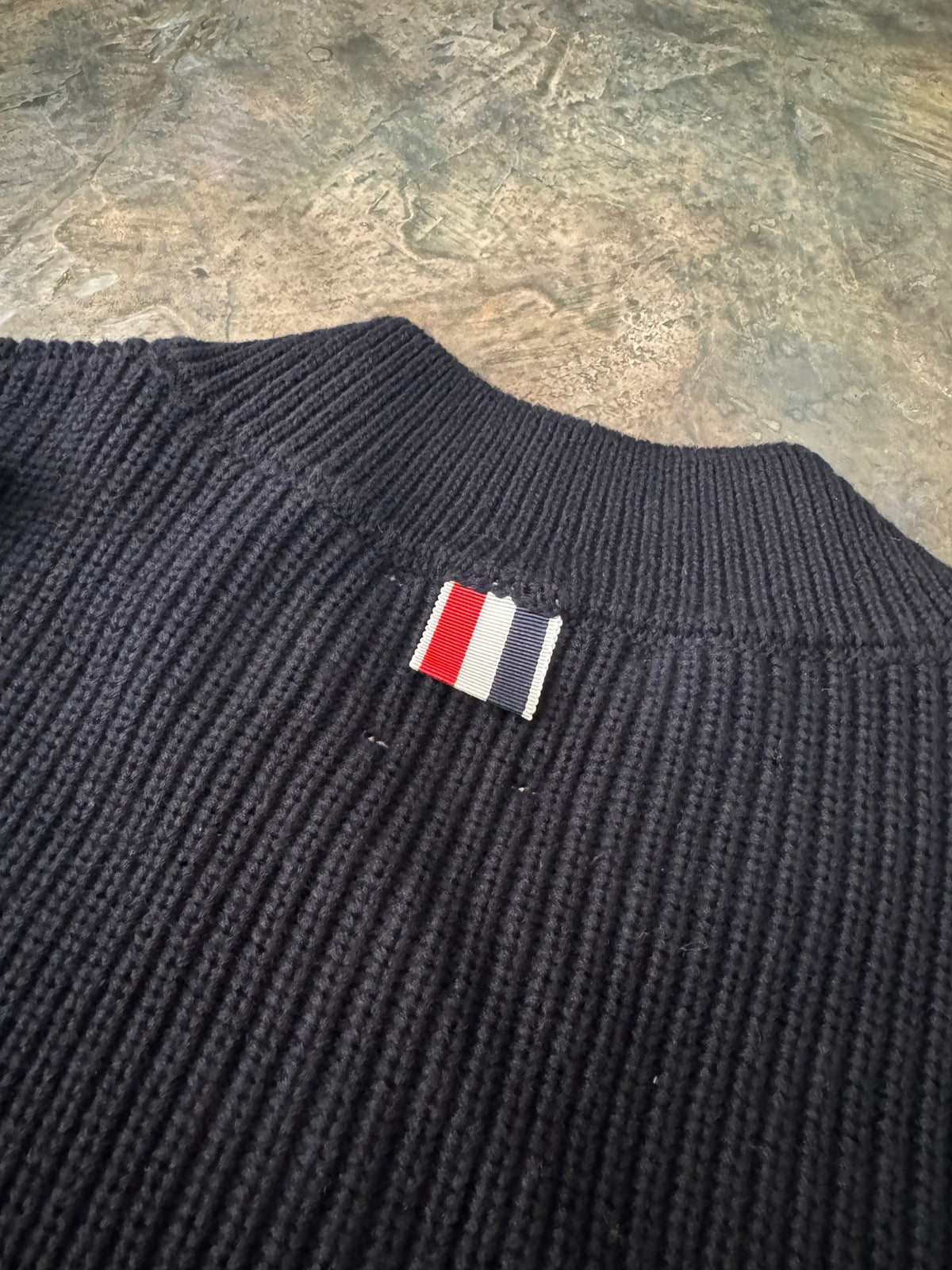 4-Bar Knit Zip Grey Sweater - Men's