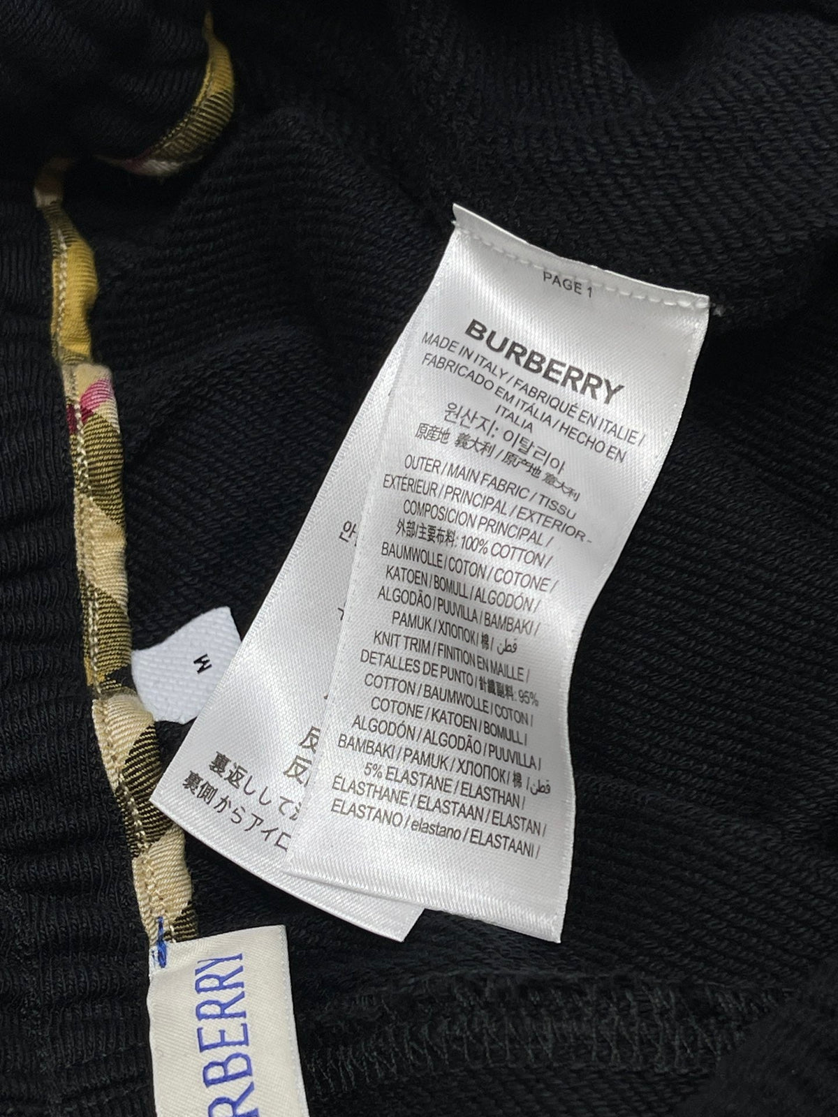 Navy Cotton Check Patch Drawstring - Men's